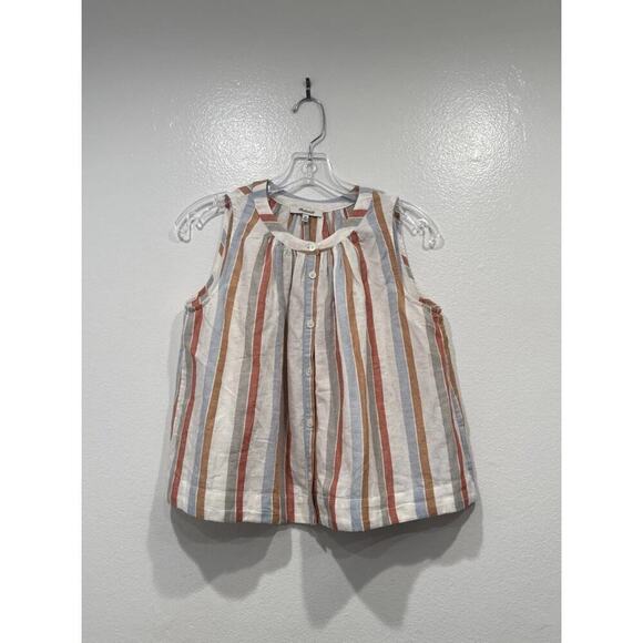 Madewell Striped Linen Button Front Tank Top Top Women’s Size XS Style# NV221 - Picture 1 of 6